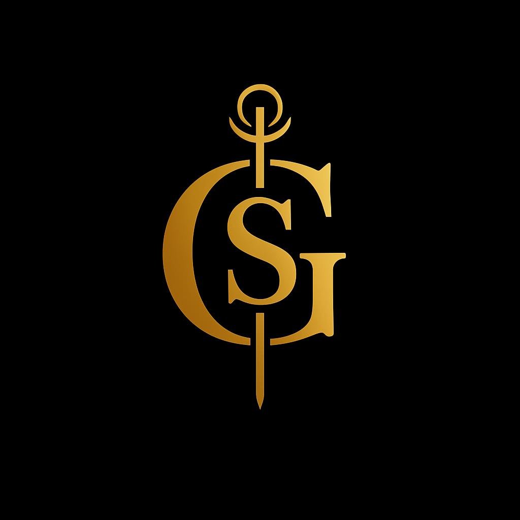 Giguere Studios Logo Black background, Gs with Gold Accents